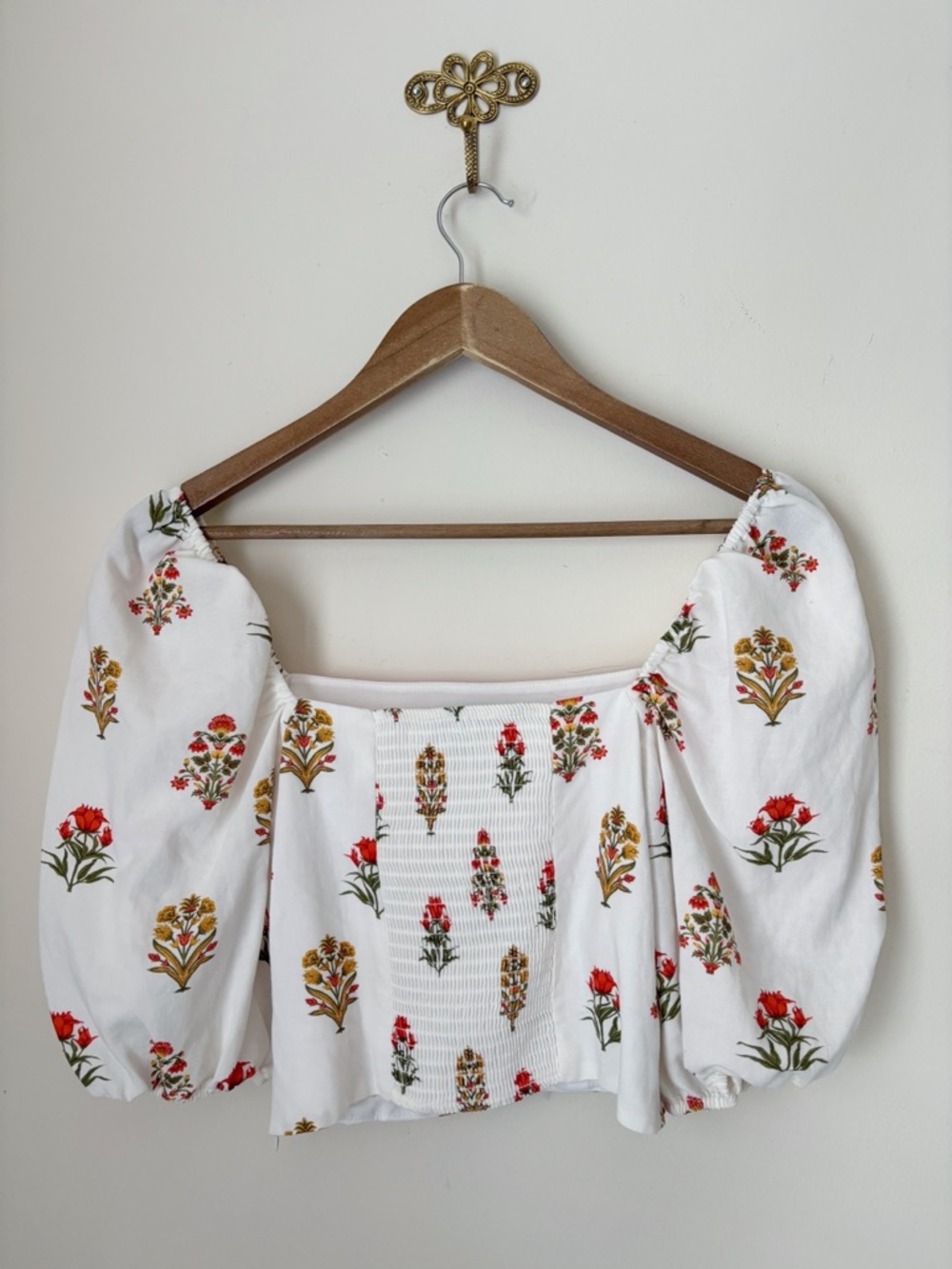 Antonio Melani Isabelle Floral Cropped Off Shoulder Top Sz 4 Bohemian Summer - Picture 4 of 7
